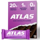 Atlas Bar - 20g protein, 1g cukr, 0g olej ze semen, 0g umělé sladkosti (Tmavá čokoládová mandle, 12 hrabě)