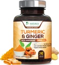 Kurkumin dodatek 1950mg - 95% kurkuminoidy s organickou kurkumou & Ginger, BioPerine Black Pepper pro nejlepší absorpci, Nature Vegan Joint Support, Non- GMO, Lahve v USA - 240 Kapsle