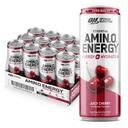 Optimum Nutrition Amino Energy Sparkling Hydration Drink, Electrolytes, kofein, aminokyseliny, BCAA, cukr zdarma, šťavnaté třešně, 12 Fl Oz, 12 Pack (Balení květen Vary)