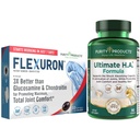 Produkty čistoty Flexuron Joint Formule + Ultimate HA Flexuron (Krill Oil, Nízká molekulová hmotnost Hyaluronic Acid, Astaxanthin) - Ultimate H.A. (BioCell Collagen, Quercetin, Hyaluronic Acid + Více)