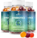 BeLive Synbiotika - Probiotické a prebiotické Fiber Gummies - Vysokopevnostní Inulin (3g), dodatek pro dietní fiber, stravovací podpora pro děti a dospělé - Jahoda, Lemon, Blueberry Flavor 124; 3-Pack