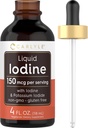 Carlyle Liquid Iodine Drops 4 fl oz CLAS124; 150 mcg CLAS124; Jod & Draslík Iodid dodatek CLAS124; Vegetarian Liquid Tincture CLAS124; Non- GMO, gluten zdarma
