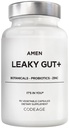 Amen Leaky Gut dodatek - Pokročilý vzorec s biologicky dostupným L glutamin, zinek, kurkuma, DGL Licorice Root - Marshmallow Root - Probiotika a fermentovaná prebiotika - Vegan, Non- GMO - 90 Kapsle