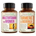 Vimerson Zdraví Ženy Multivitamin & Turmeric Moringa dodatek pro imunitní podporu, energie, nálada, vlasy, kůže, nehty, klouby a trávení.