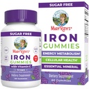 MaryRuth Organics Iron Gummies pro 14 + s vitaminem C pro absorpci 124; bez cukru 124; Gumový doplněk železa + VIT C 124; Energy Metabolismus 124; Buněčné zdraví 124; Imunitní podpora 124; Vegan 124; Non- GMO 124; 60 Počet