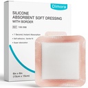 Dimora Silicone Super Absorbent Wound Dressings - Gentle Adhesive Obvazy s Ultrasorb Polymer, Heavy Exudate Wound Care Pads 6 "X 6" 10 Balení