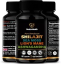 Shilajit, Moss Moss, Lví hříva, a Ashwagandha Kapsle - Komplexní All- in- One Wellness dodatek pro mysl, tělo a vitalitu - 60 Veganské Kapsle
