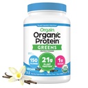 Orgain Organic Vegan Protein Powder + Greens, Vanilla Bean - 21g Plant Based Protein, Gluten Free, mléčné výrobky Free, laktóza zdarma, Soy Free, No Sugar Added, With Iron & Prebiotics for Gut Health - 1.94lb