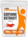 BulkSupplements.com Cayenne Pepper Extract Powder - Capsaicin Supplement, Capsicum Extract - 500 mg Cayenne Extract per Serving, Cayenne Supplement - Gluten Free (500 gramů - 1,1 lbs)
