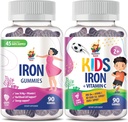 SUNNY SAM Železné gumy pro děti a dospělé - Železné vitamíny s vitaminem C, 10 mg na servírování - Železné žvýkací ovoce Gummy pro imunitní podporu Red Blood Cell Production
